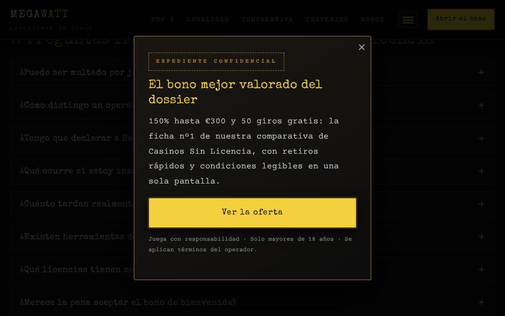 Portada de la web de Megawatt