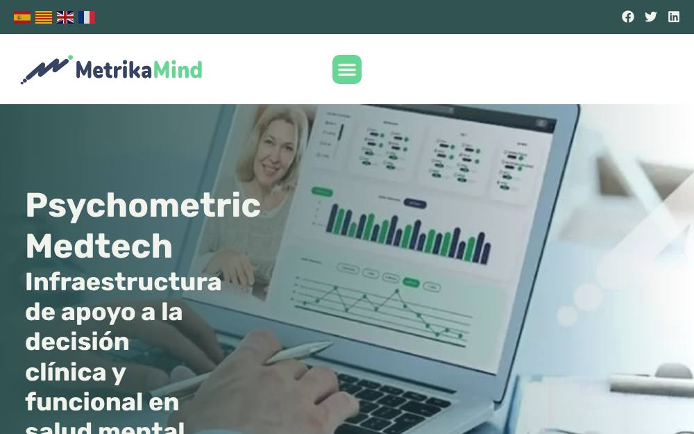 Portada de la web de Metrika Mind Health