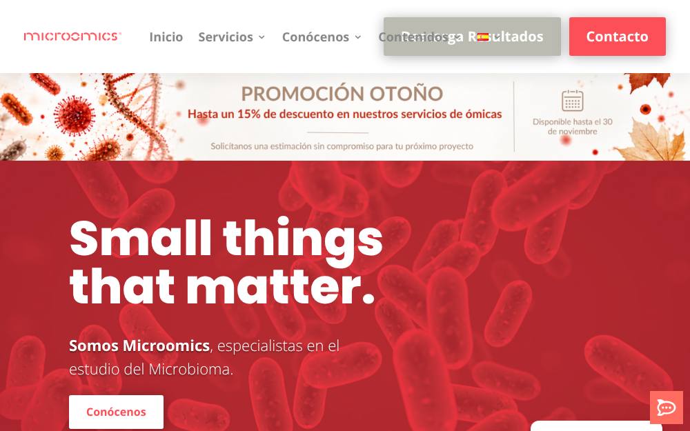 Portada de la web de Microomics