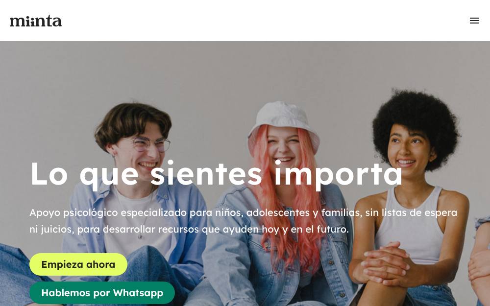 Portada de la web de Miinta