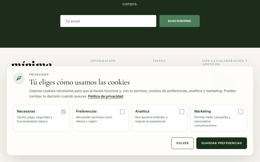 Portada de la web de Minimaorganics