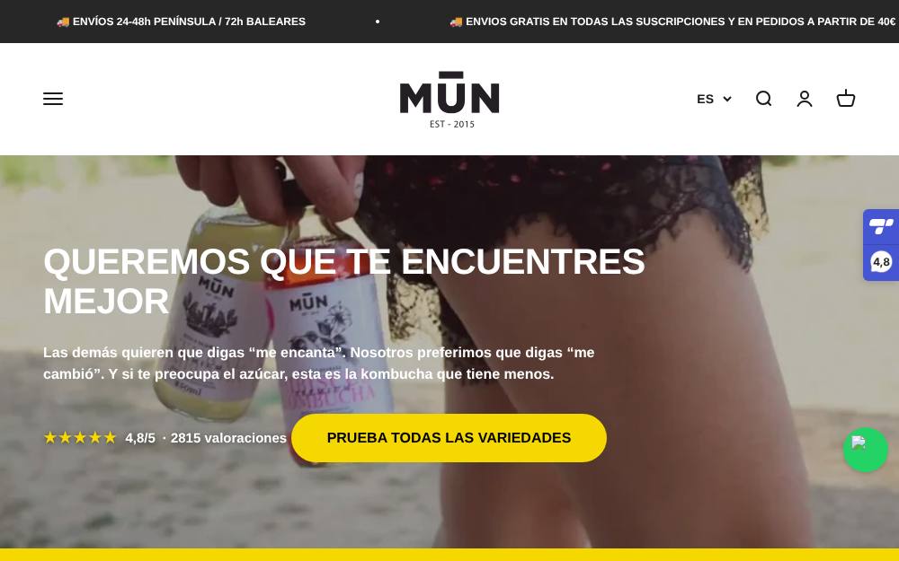 Portada de la web de Mun Kombucha Organic