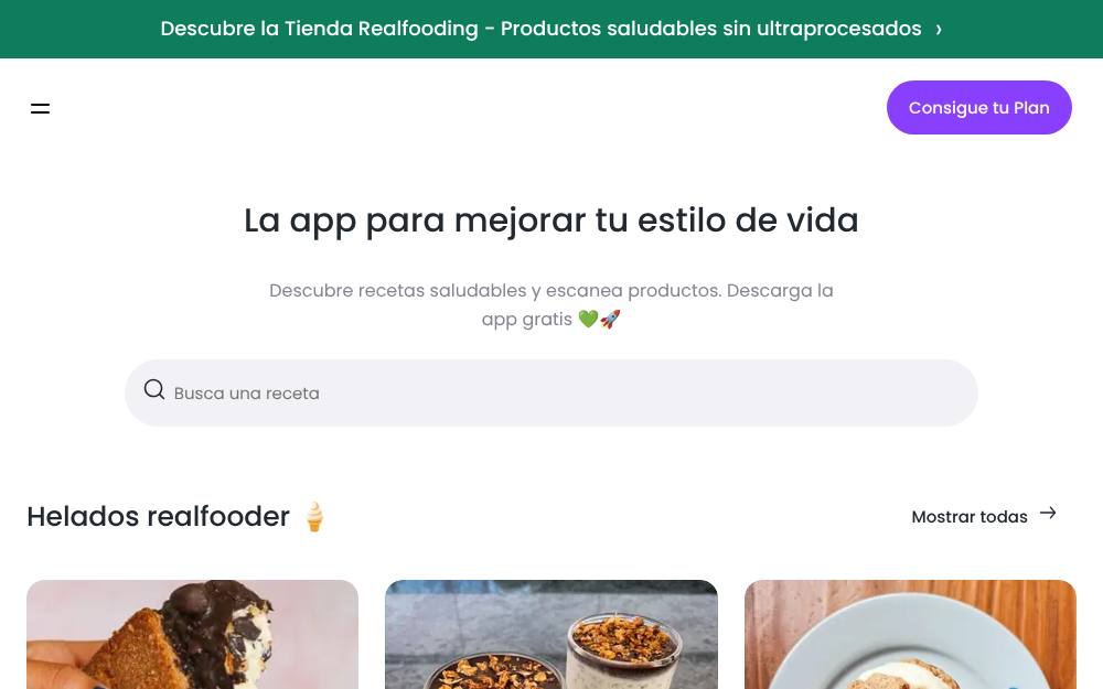 Portada de la web de Myrealfood