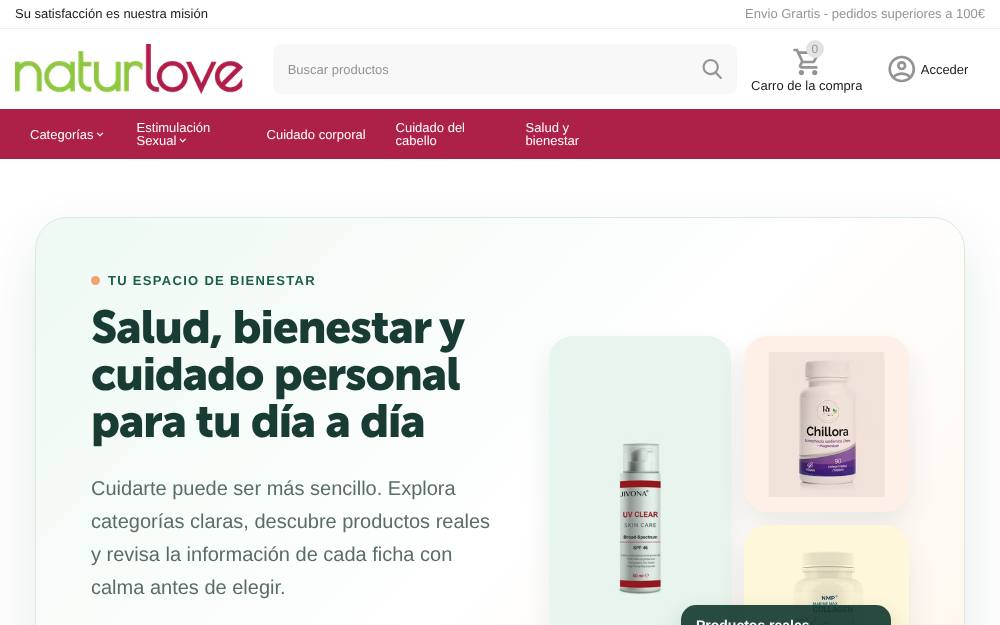 Portada de la web de Naturlove