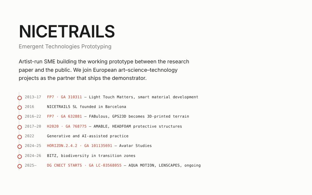 Portada de la web de Nicetrails