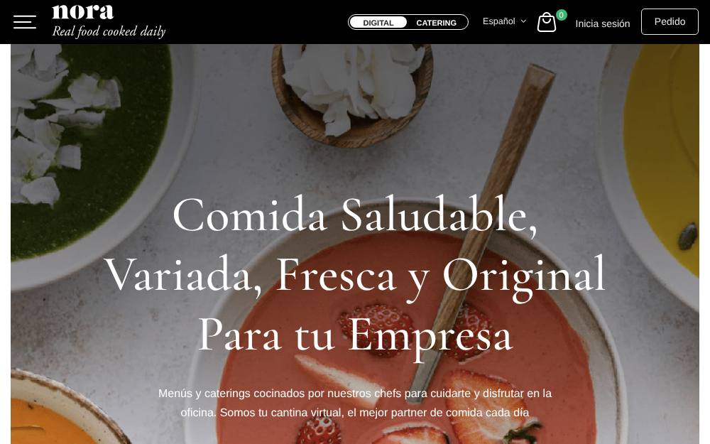 Portada de la web de Nora Real Food