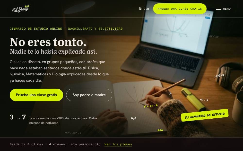 Portada de la web de Notdumb Sl