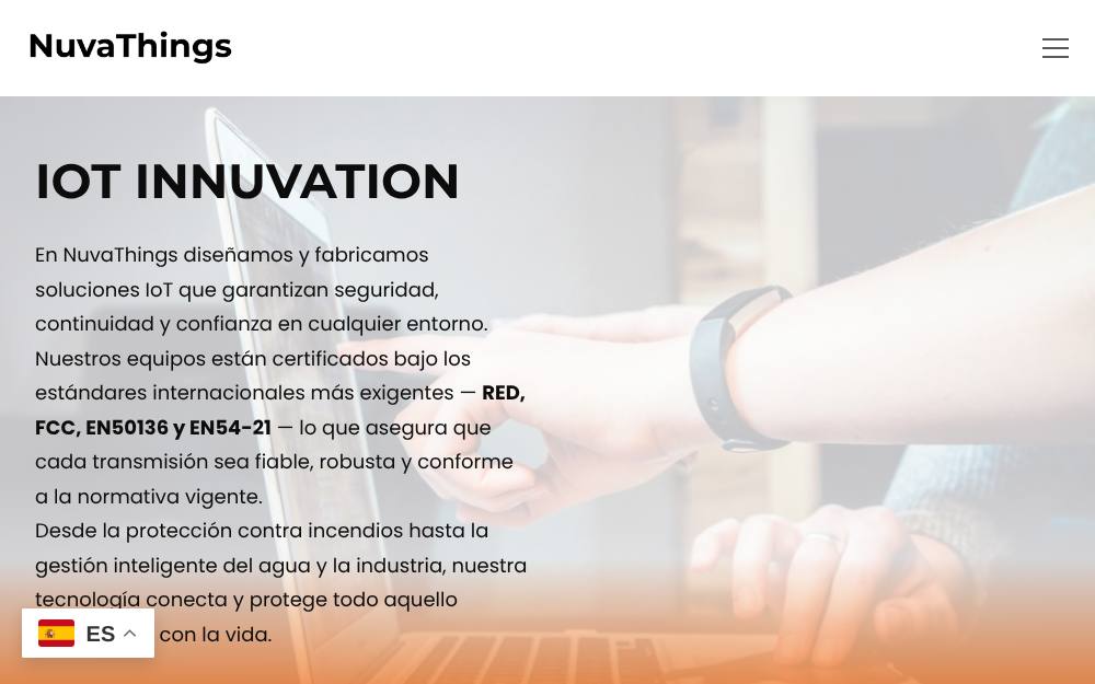 Portada de la web de Nuvathings