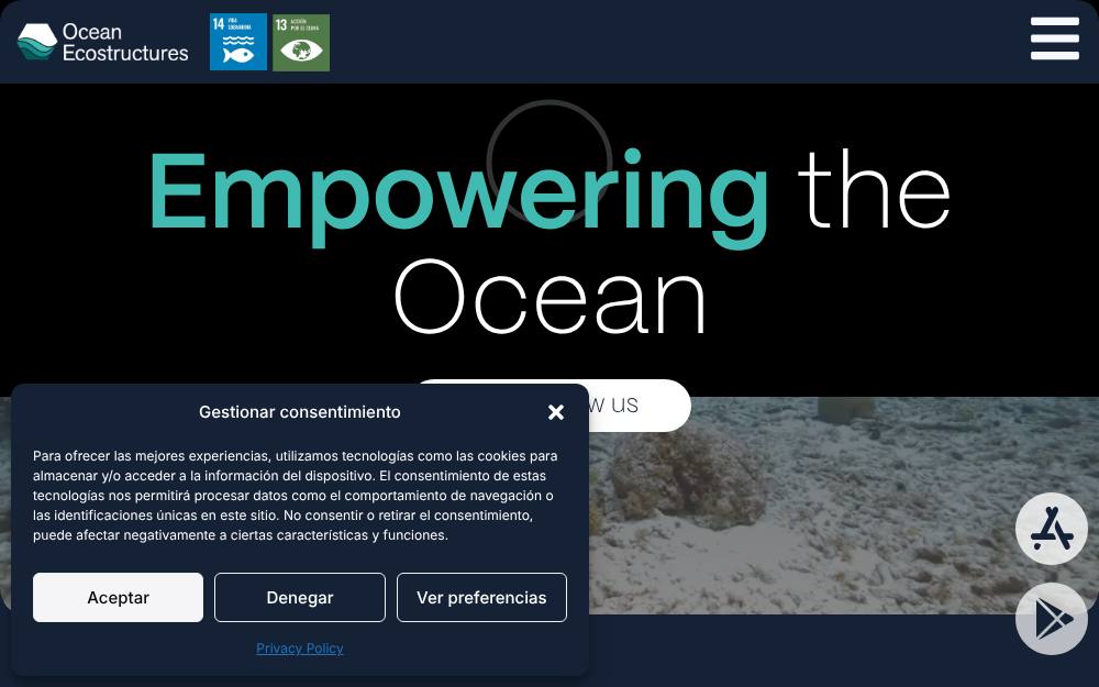 Portada de la web de Ocean Ecostructures
