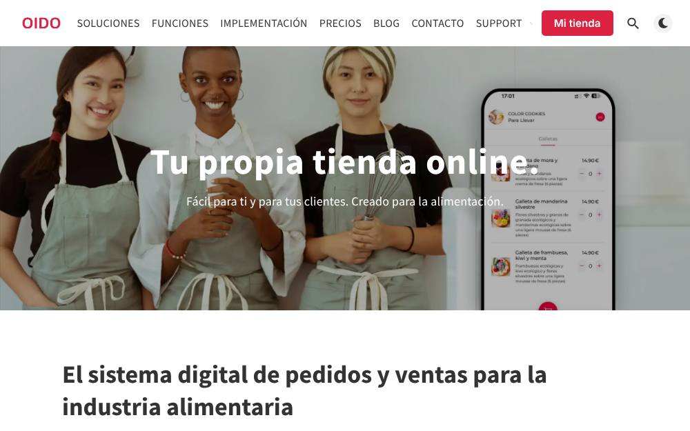 Portada de la web de Oido Online Shop
