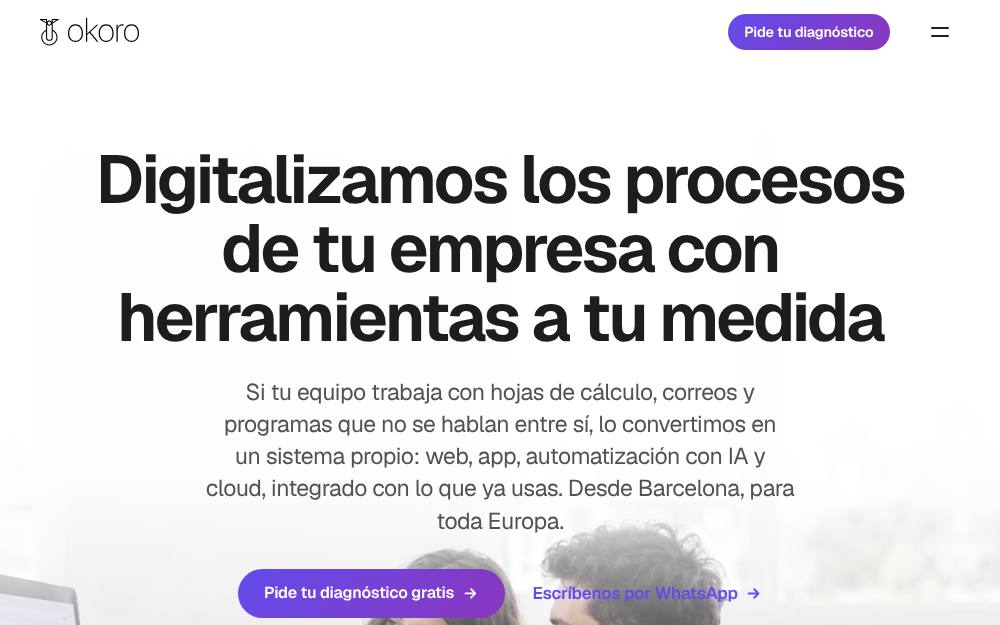 Portada de la web de Okoro Tech