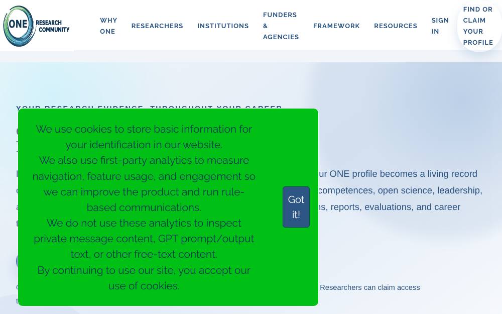 Portada de la web de One Research Community