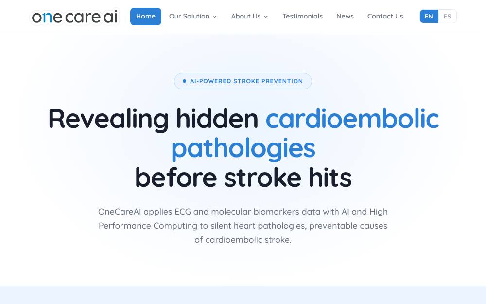 Portada de la web de Onecareai