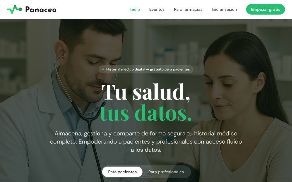 Portada de la web de Panacea