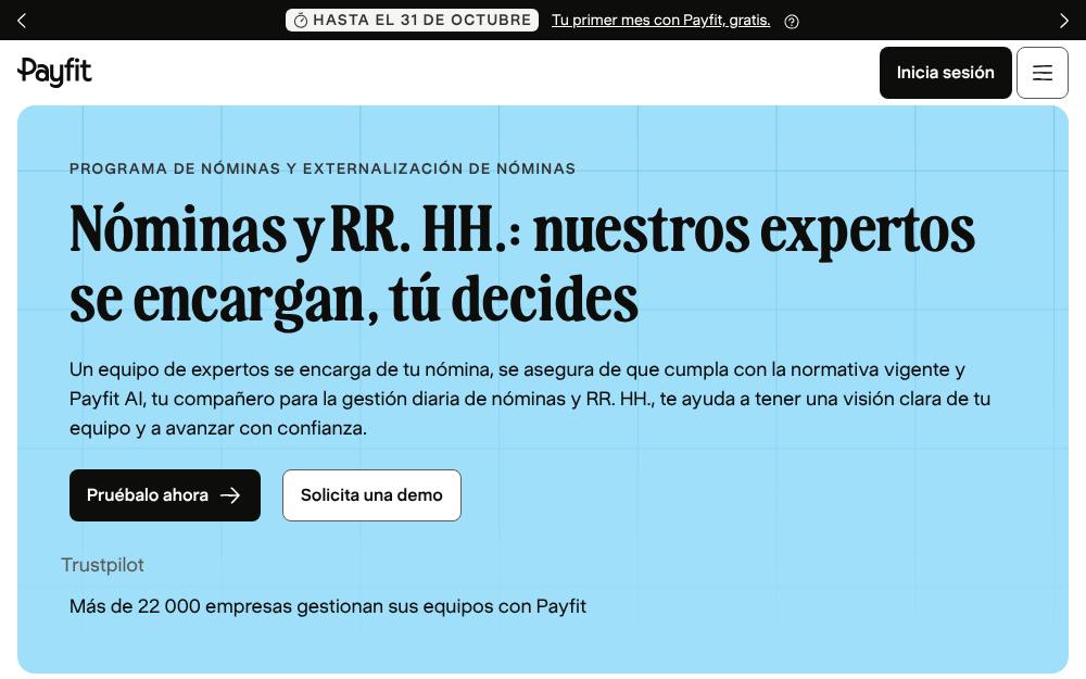 Portada de la web de Payfit