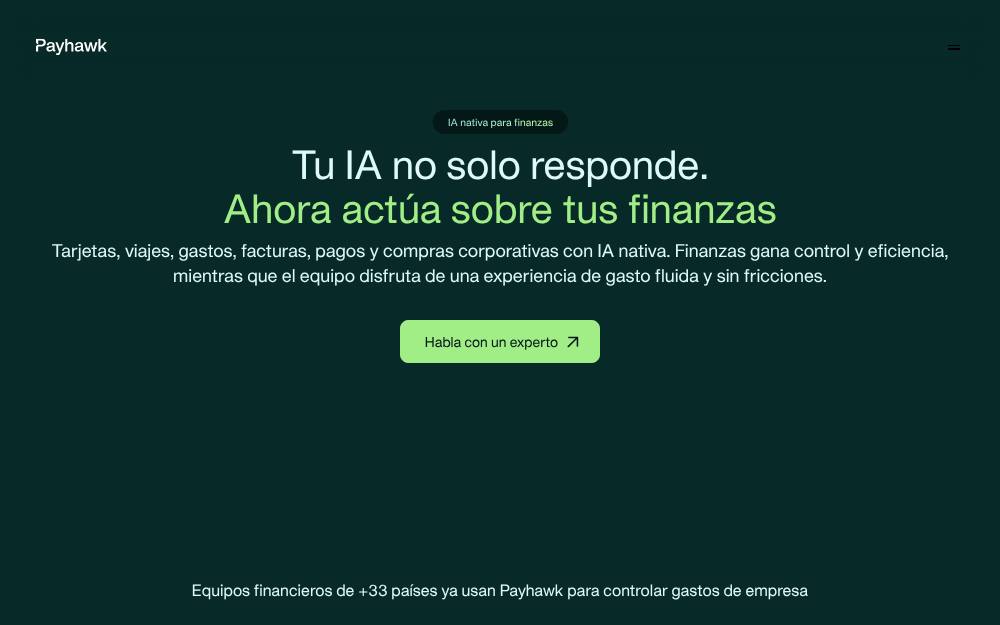 Portada de la web de Payhawk