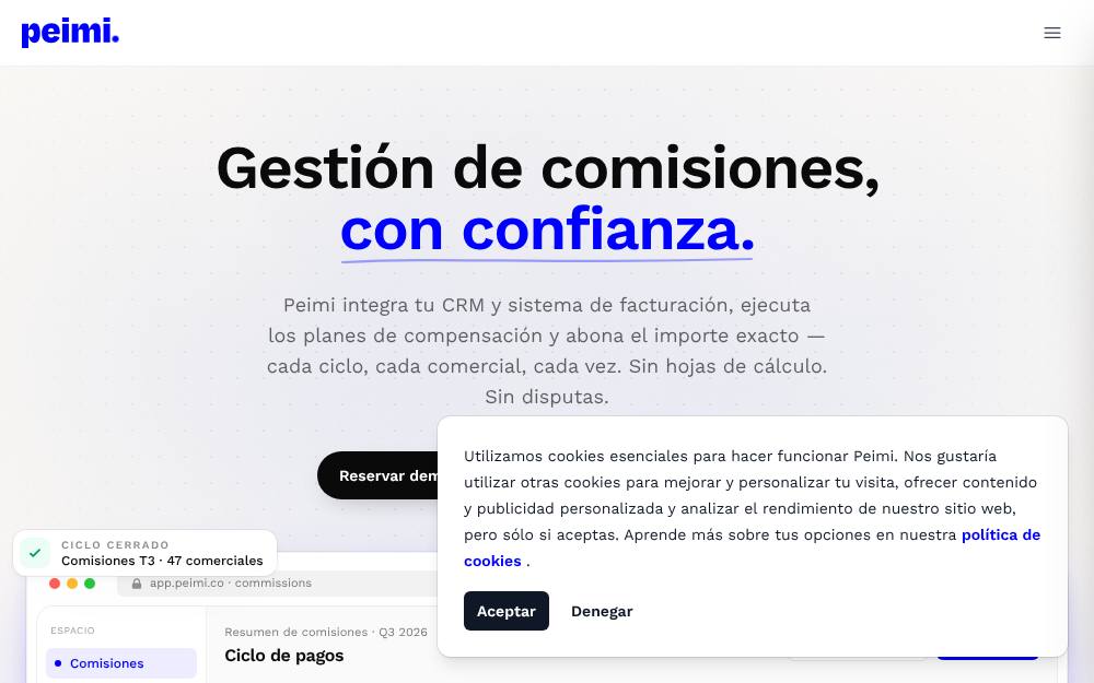 Portada de la web de Peimi