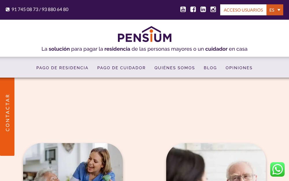 Portada de la web de Pensium