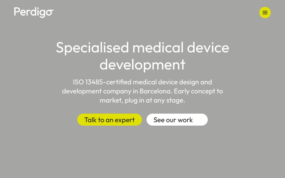 Portada de la web de Perdigó Medical