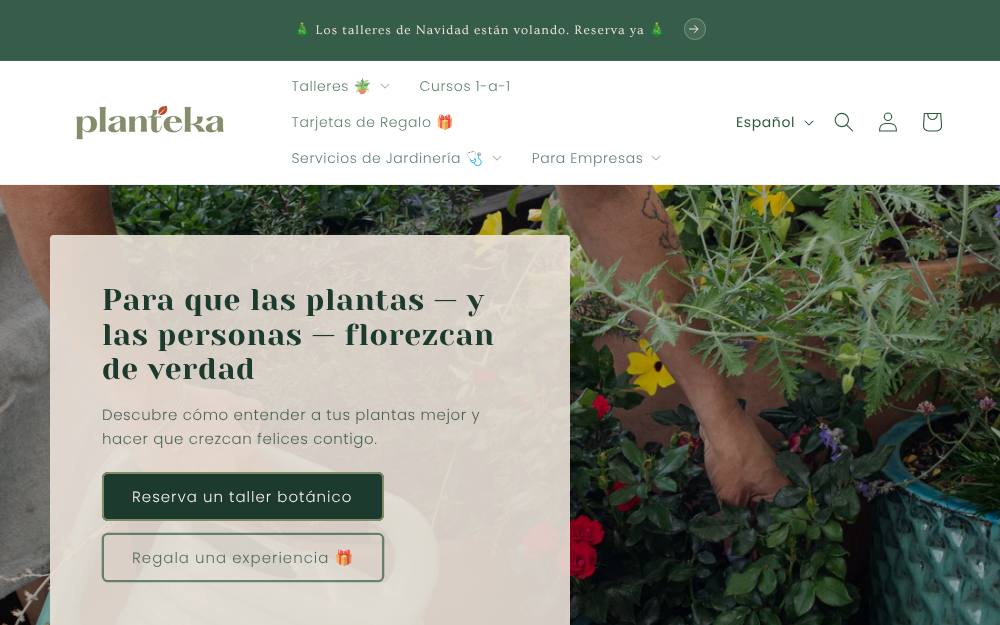 Portada de la web de Planteka