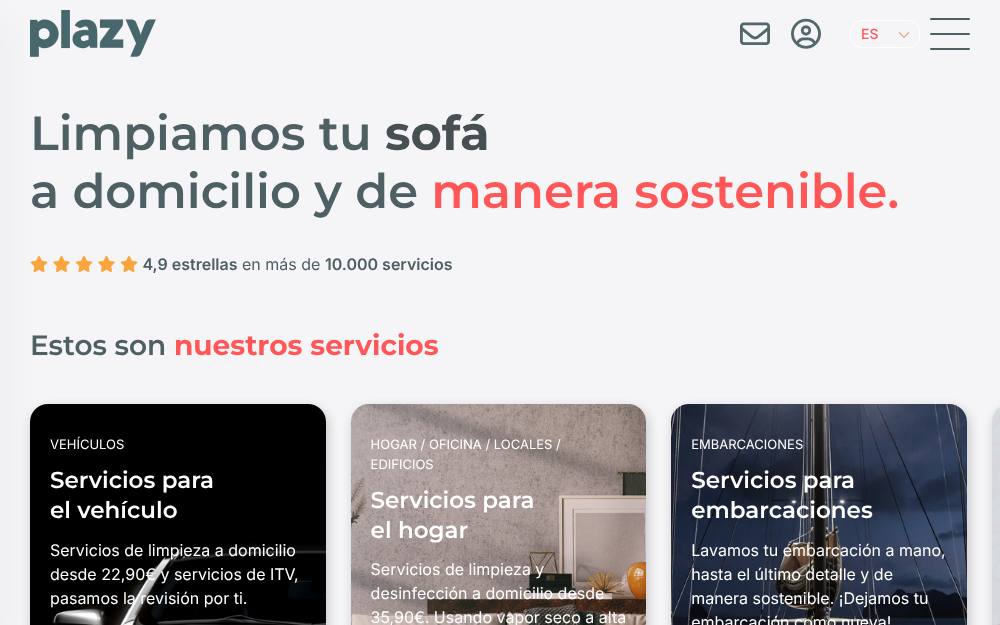 Portada de la web de Plazy