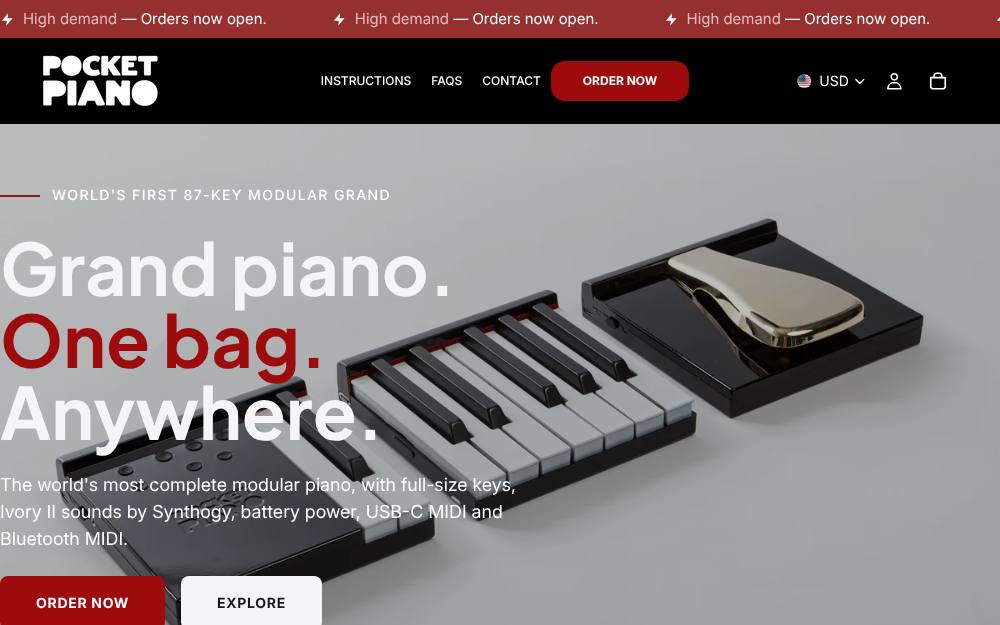 Portada de la web de Pocket Piano