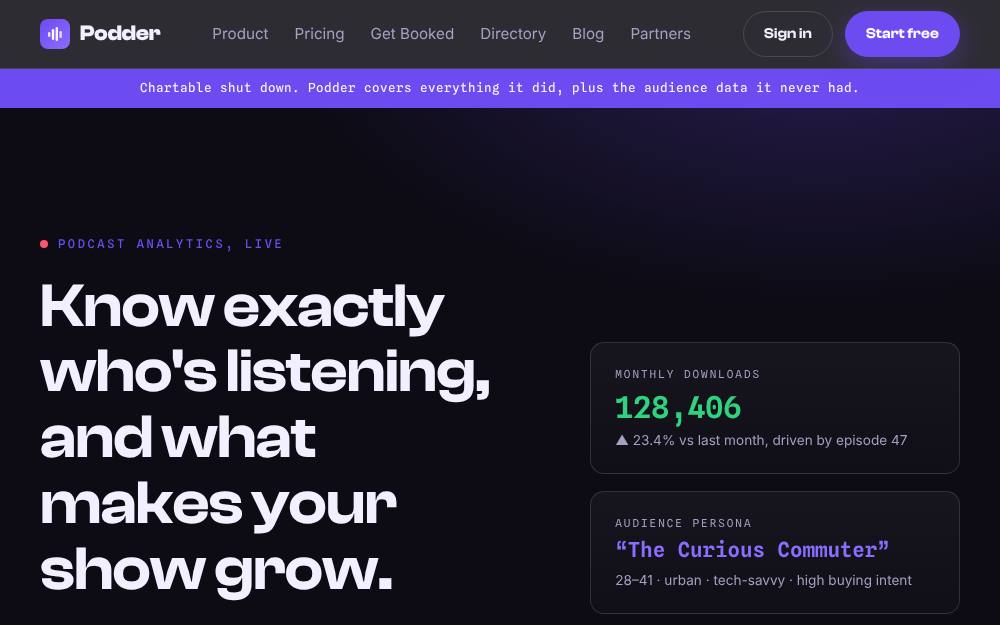 Portada de la web de Podder