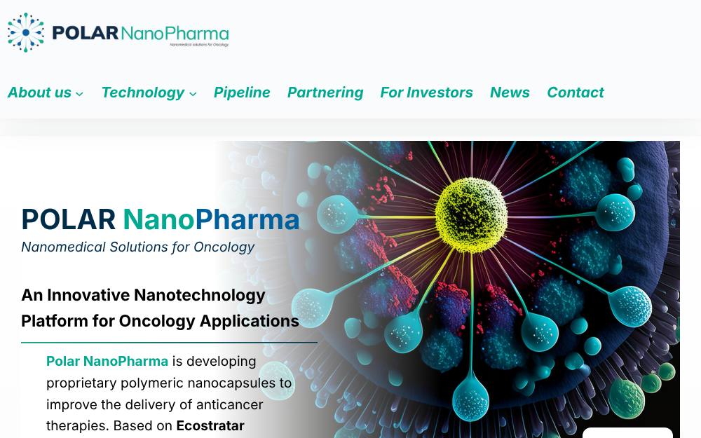 Portada de la web de Polar Nanopharma