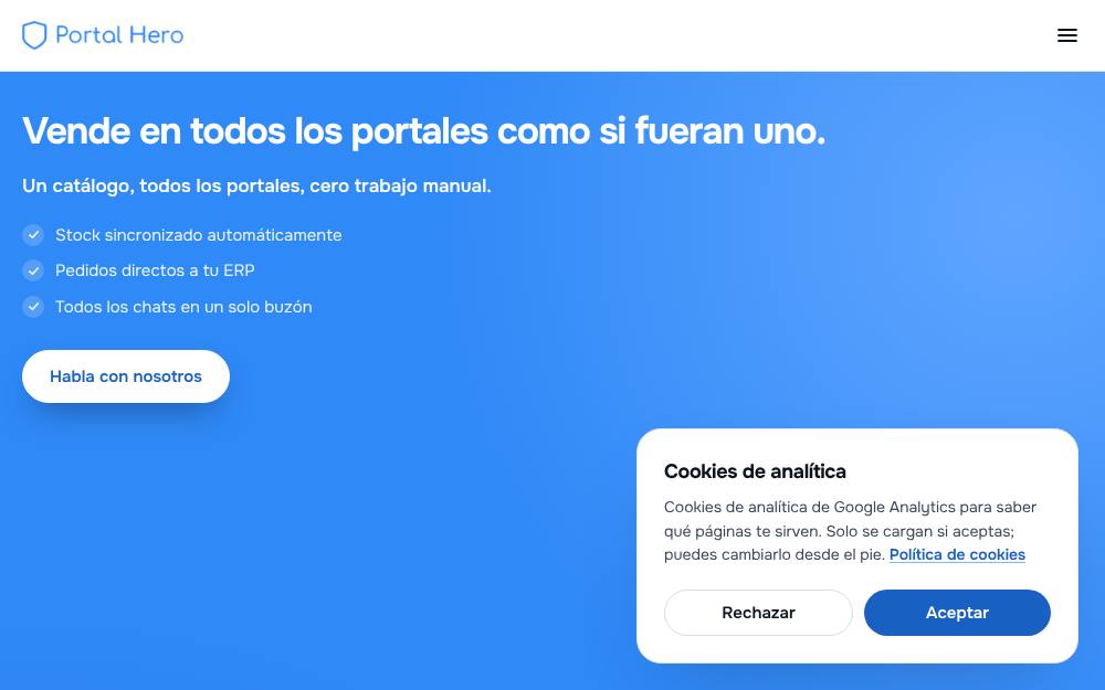 Portada de la web de Portal Hero