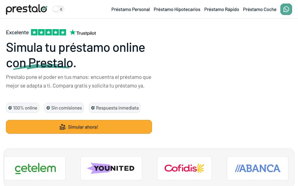 Portada de la web de Prestalo