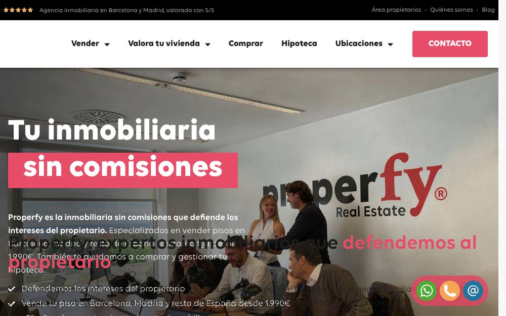 Portada de la web de Properfy