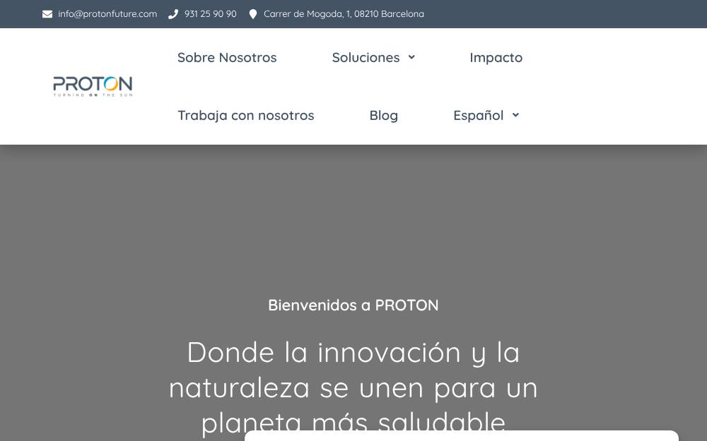 Portada de la web de Proton New Energy Future