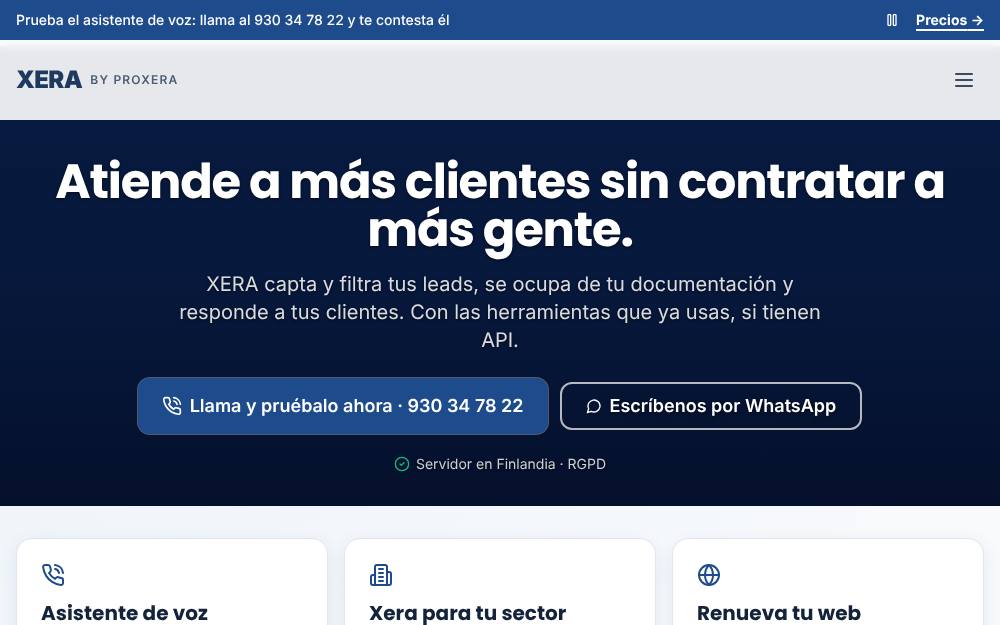 Portada de la web de Proxera