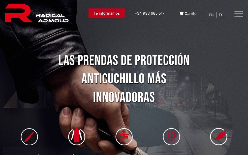 Portada de la web de Radical Armour