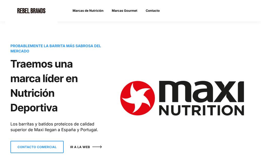 Portada de la web de Rebel Brands