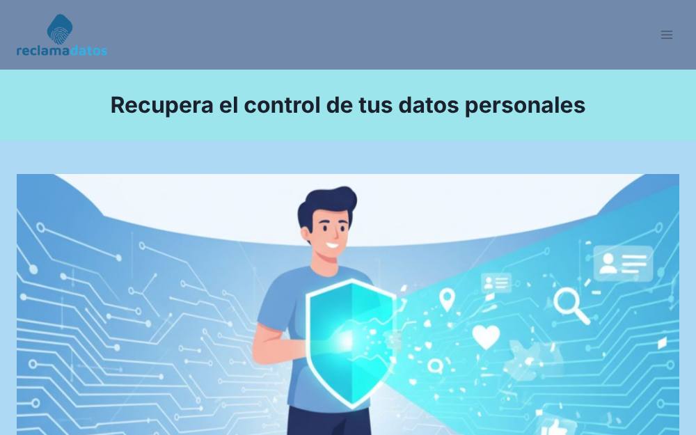 Portada de la web de Reclamadatos