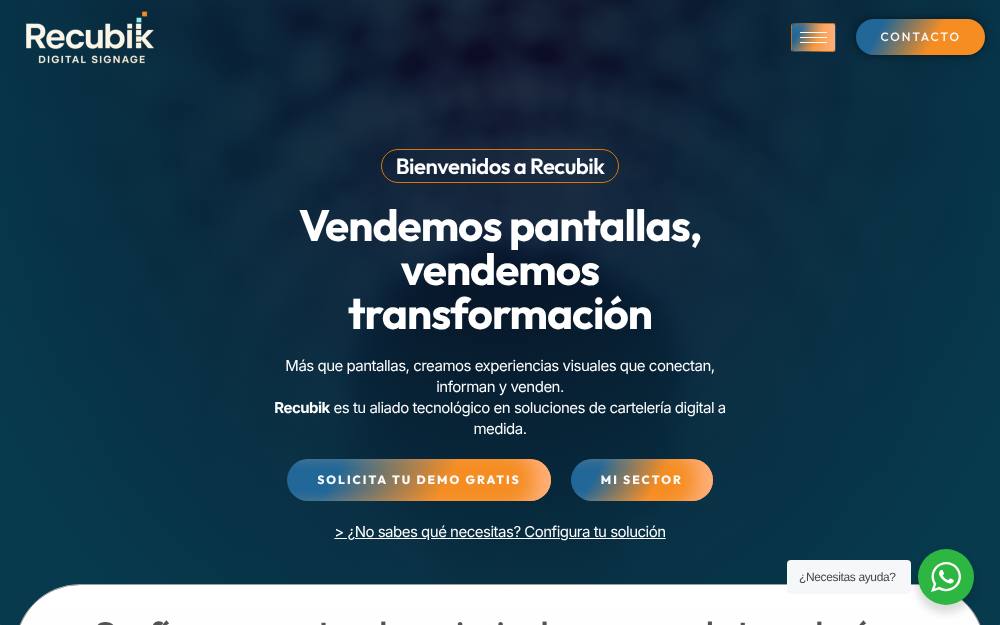 Portada de la web de Recubik - Cartelería Digital