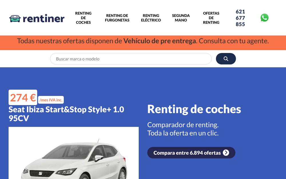 Portada de la web de Rentiner
