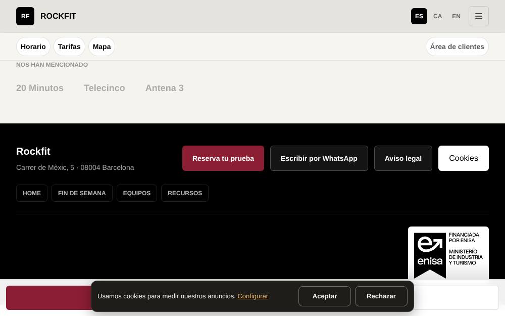 Portada de la web de Rockfit