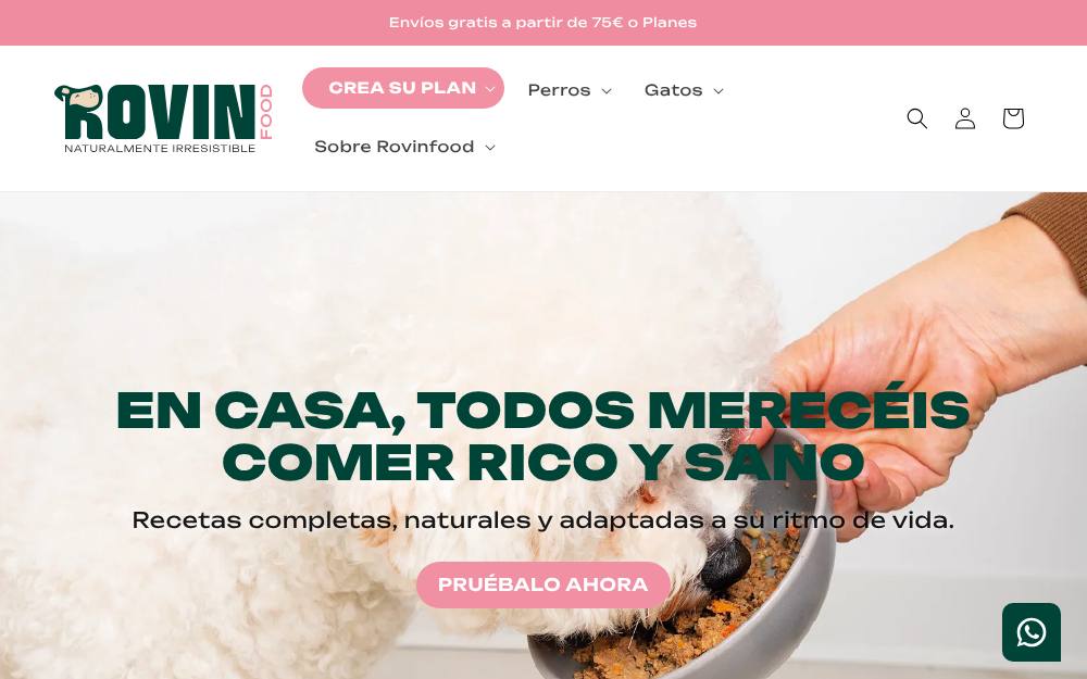 Portada de la web de Rovinfood