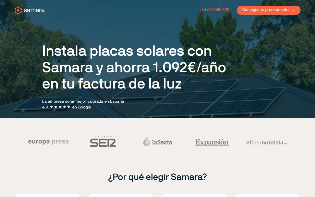 Portada de la web de Samara