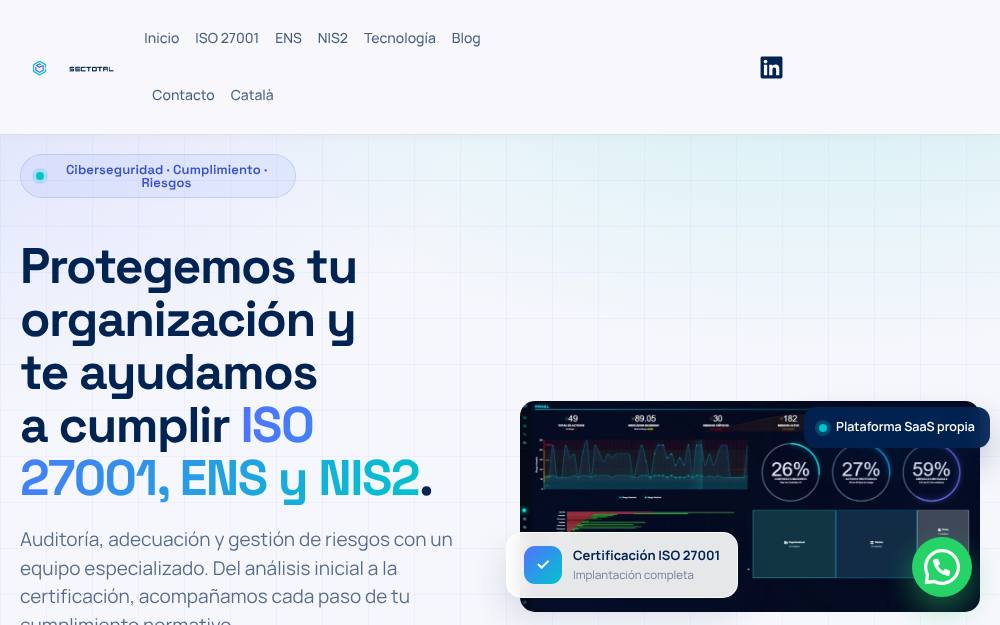 Portada de la web de Sectotal