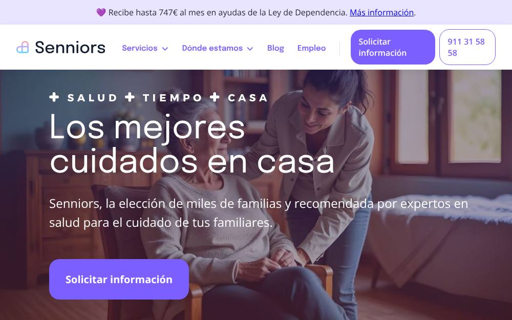 Portada de la web de Senniors