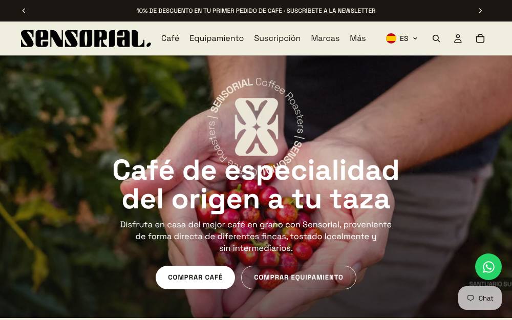 Portada de la web de Sensorial Coffee Roasters