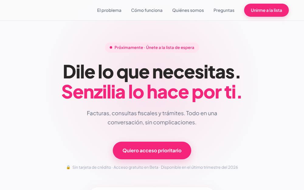 Portada de la web de Senzilia