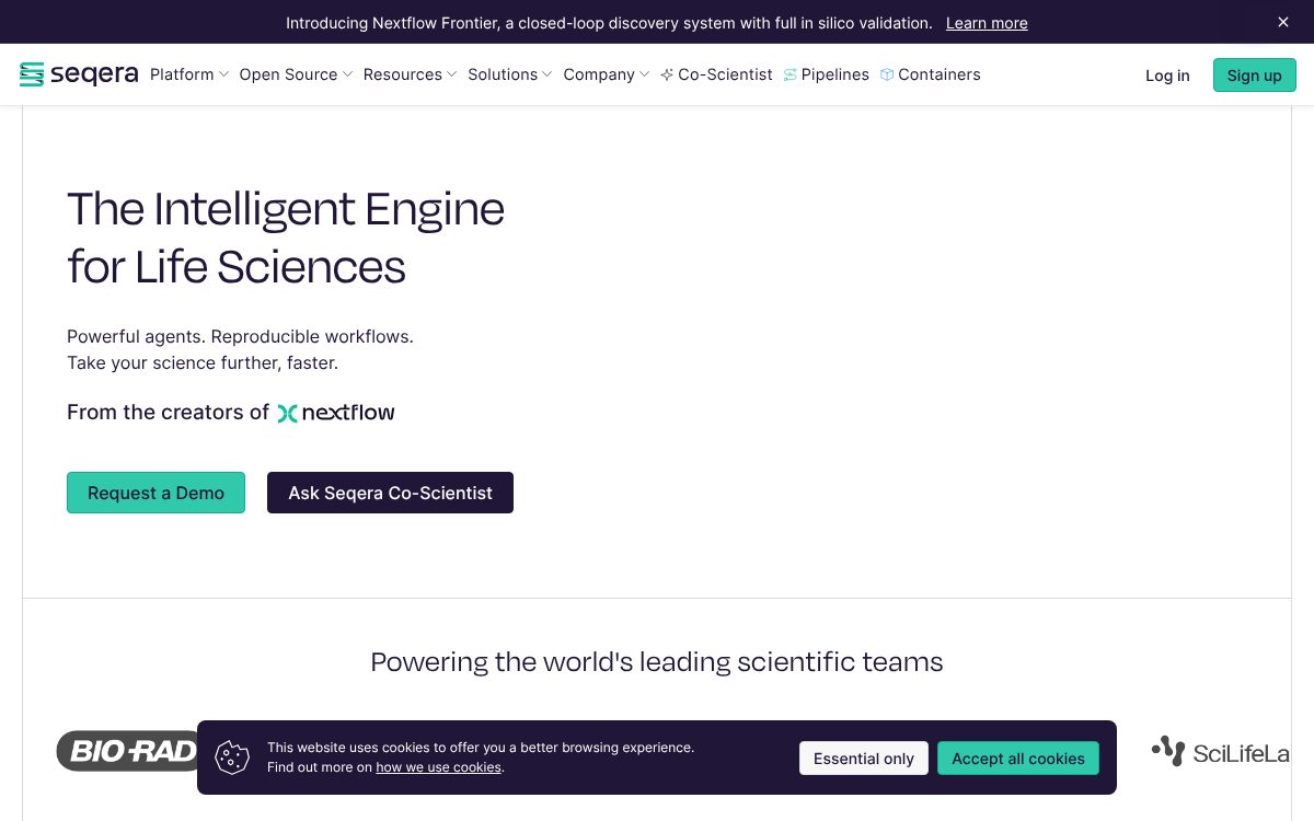Portada de la web de Seqera Labs