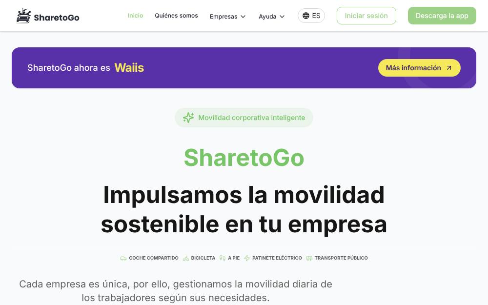 Portada de la web de Sharetogo