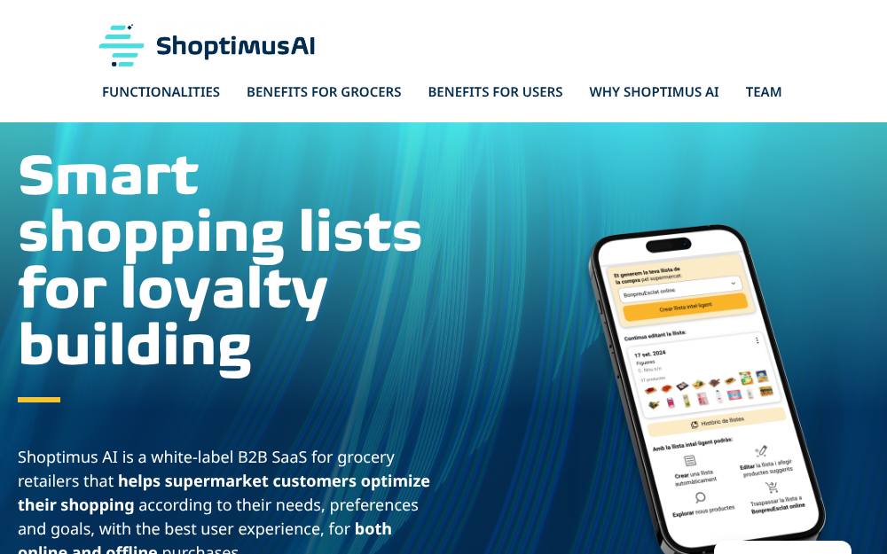 Portada de la web de Shoptimus Ai