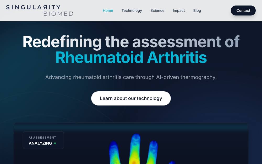 Portada de la web de Singularity Biomed