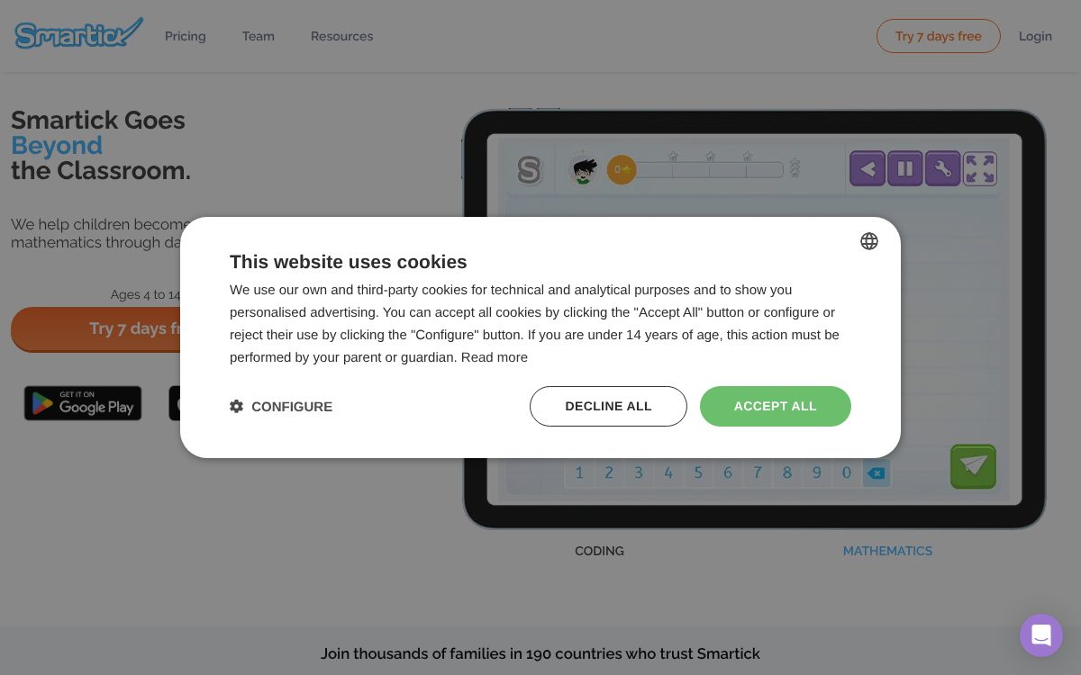 Portada de la web de Smartick